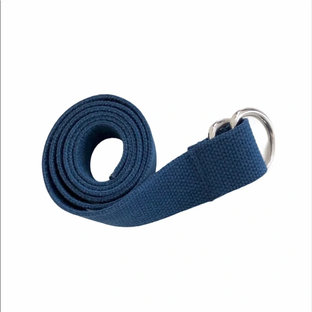Navy Blue Pull Through Silver Metal Buckle Belt